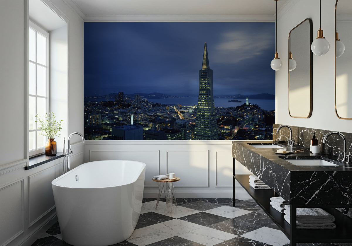 Luminous Triangle Skyline Mural Wallpaper - room preview 06