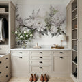 Peony Melody Green and Purple Mural Wallpaper - room preview 06