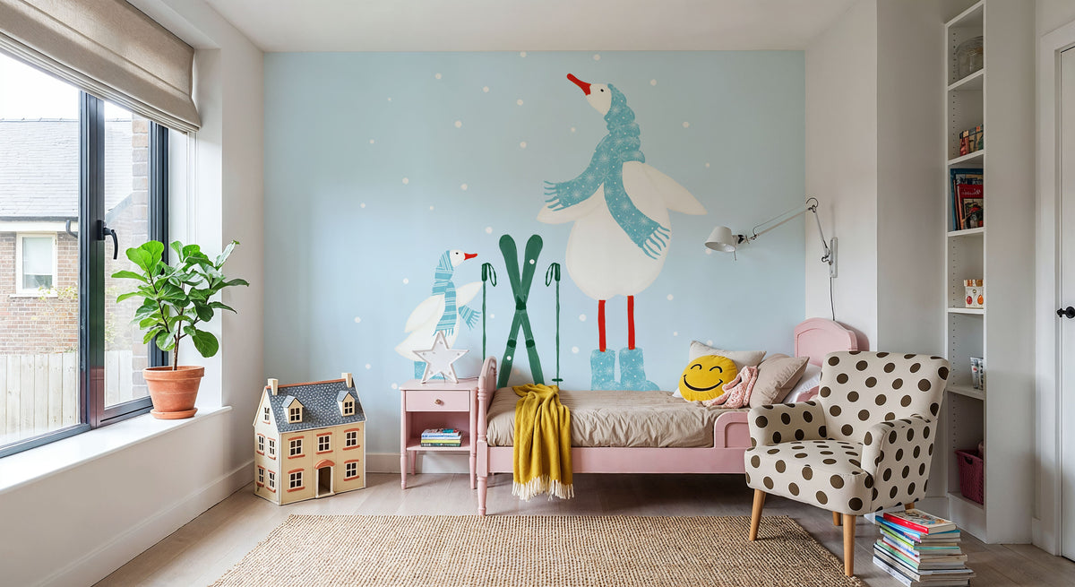 Ducks in the Snow IV Mural Wallpaper - room preview 06