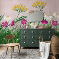 Geranium Meadow, Pink Mural Wallpaper - room preview 06