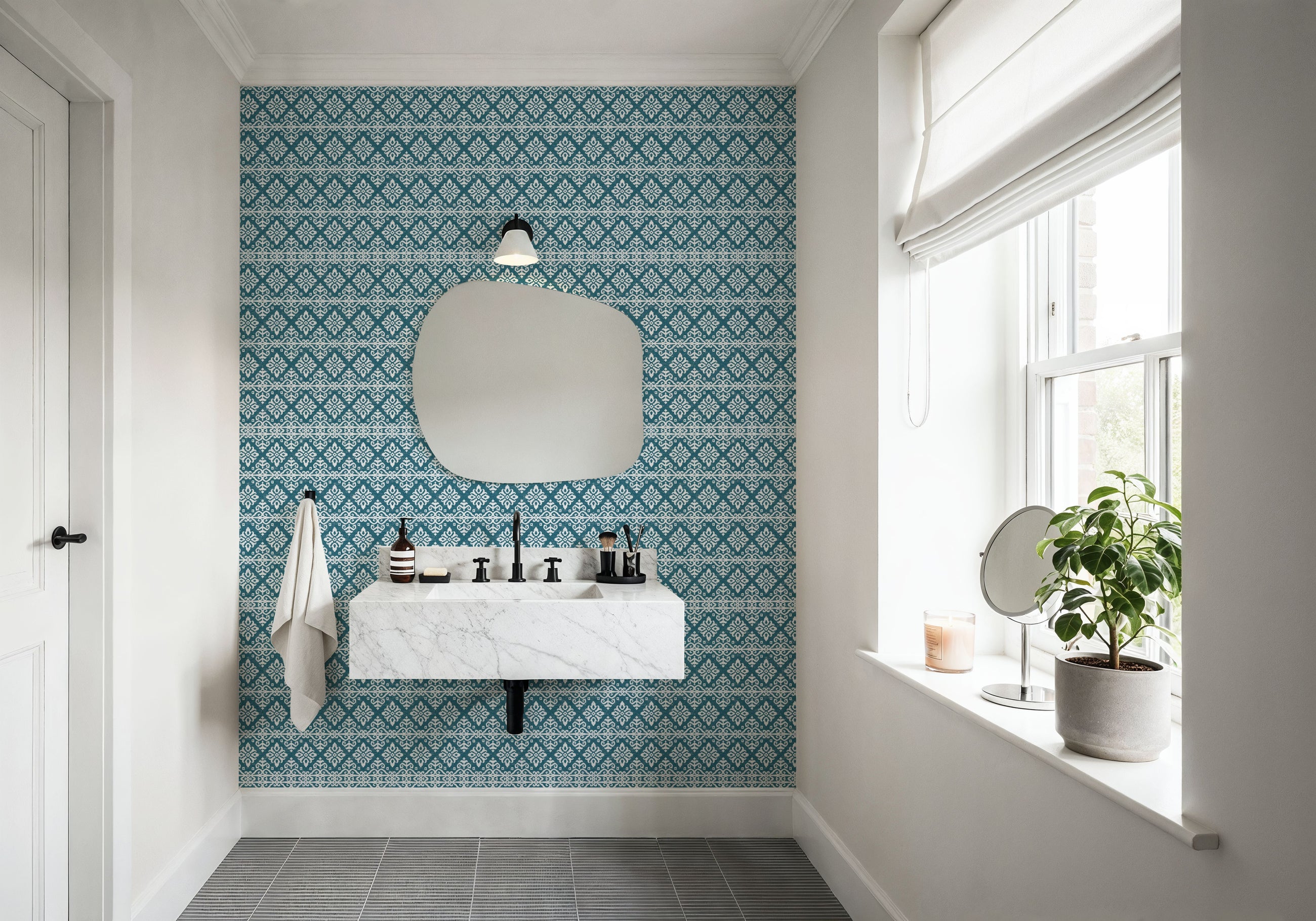 Amadora Squares Blue Mural Wallpaper