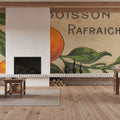 Orange Label Mural Wallpaper - room preview 06