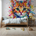 Kitten - Watercolor Spirit Animals Series Mural Wallpaper - room preview 06