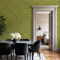 La Vida Flowers Green Mural Wallpaper - room preview 06