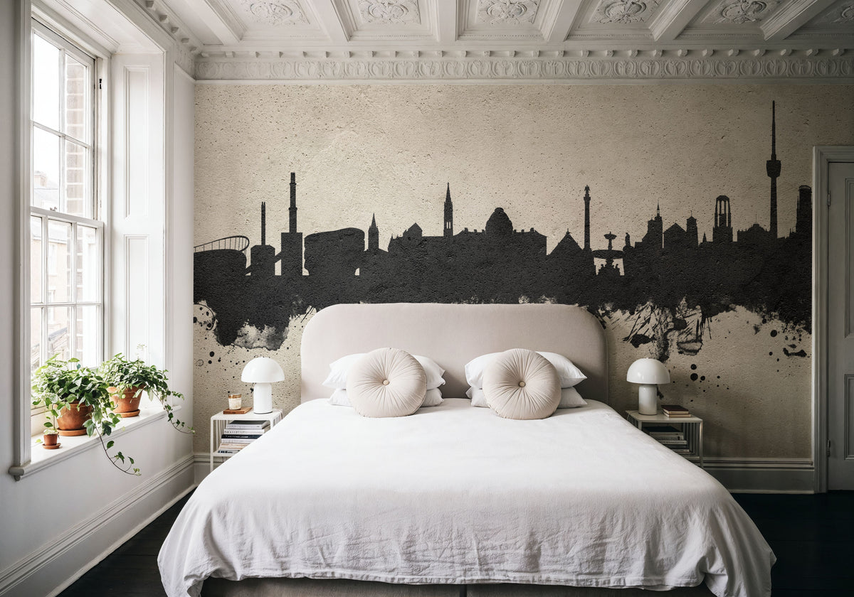 Stuttgart Germany Skyline Concrete Mural Wallpaper - room preview 06