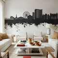 Myrtle Beach South Carolina Skyline Black & White Mural Wallpaper - room preview 06