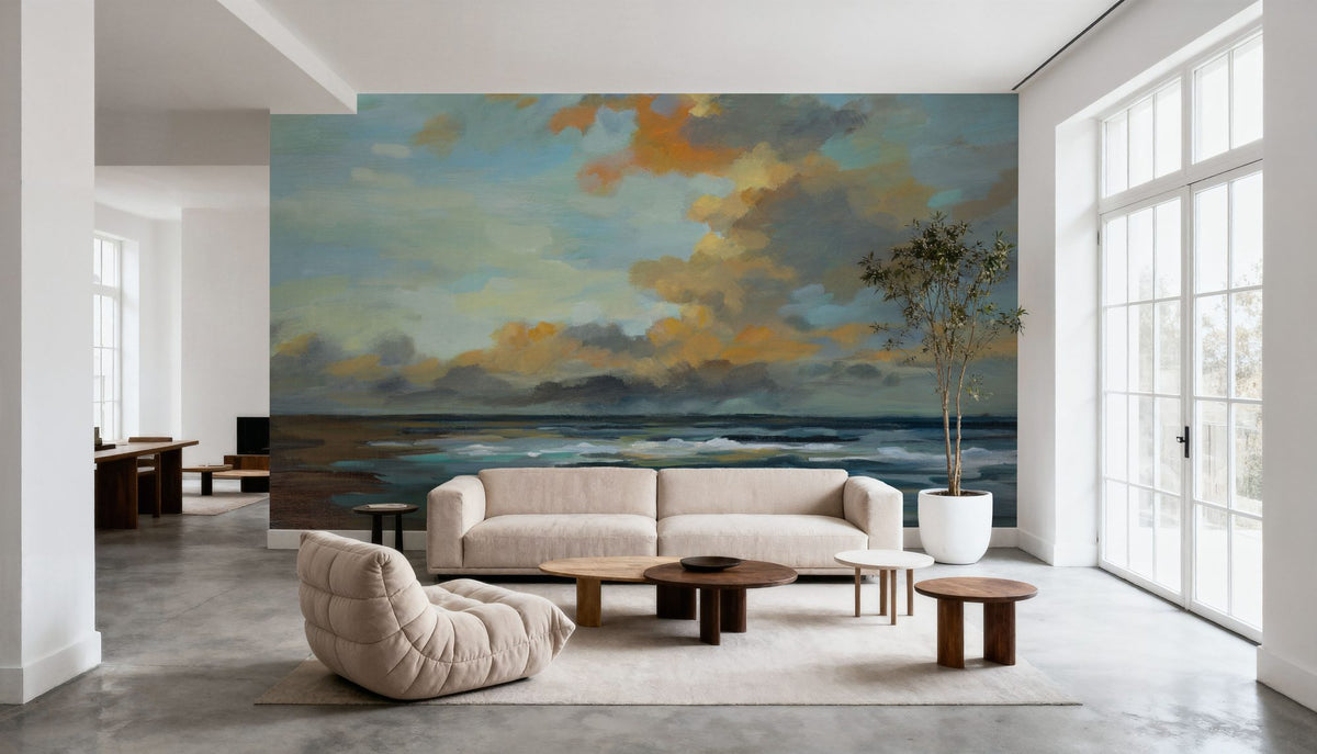 Sunset Oceanside Mural Wallpaper - room preview 06