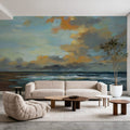 Sunset Oceanside Mural Wallpaper - room preview 06