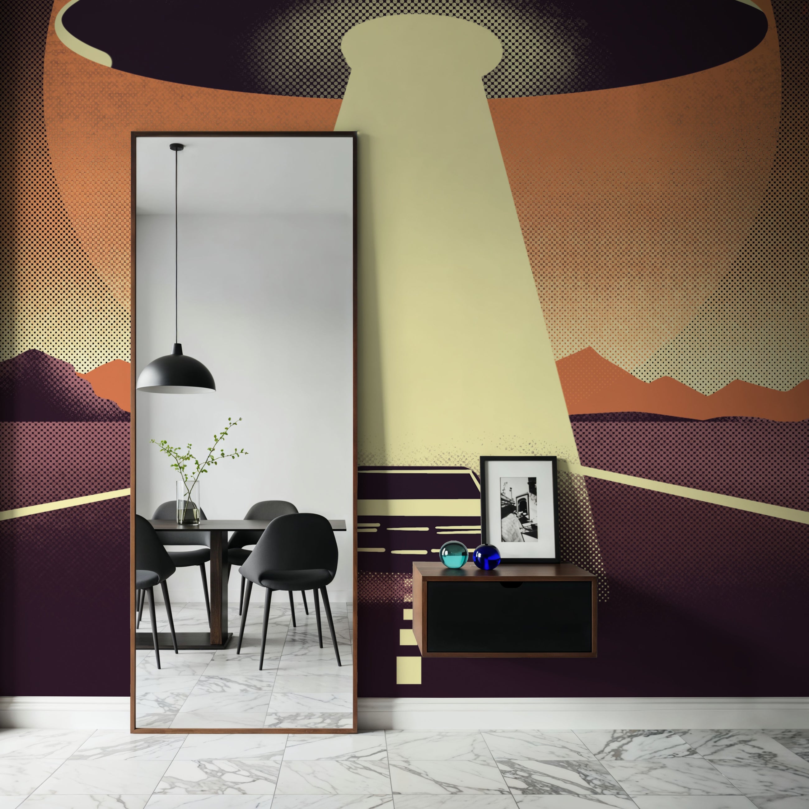 Abduction on the Road Mural Wallpaper