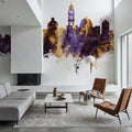 Santorini Skyline Purple & Gold Mural Wallpaper - room preview 06