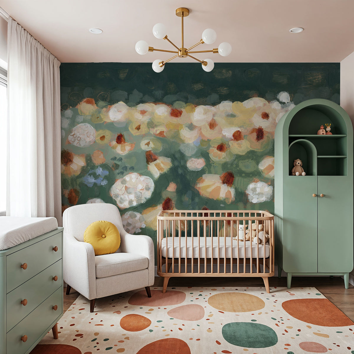 Wildflowers I Mural Wallpaper - Neutral Tone - room preview 06