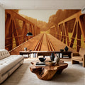 Rustic Railway Bridge Mural Wallpaper - room preview 06