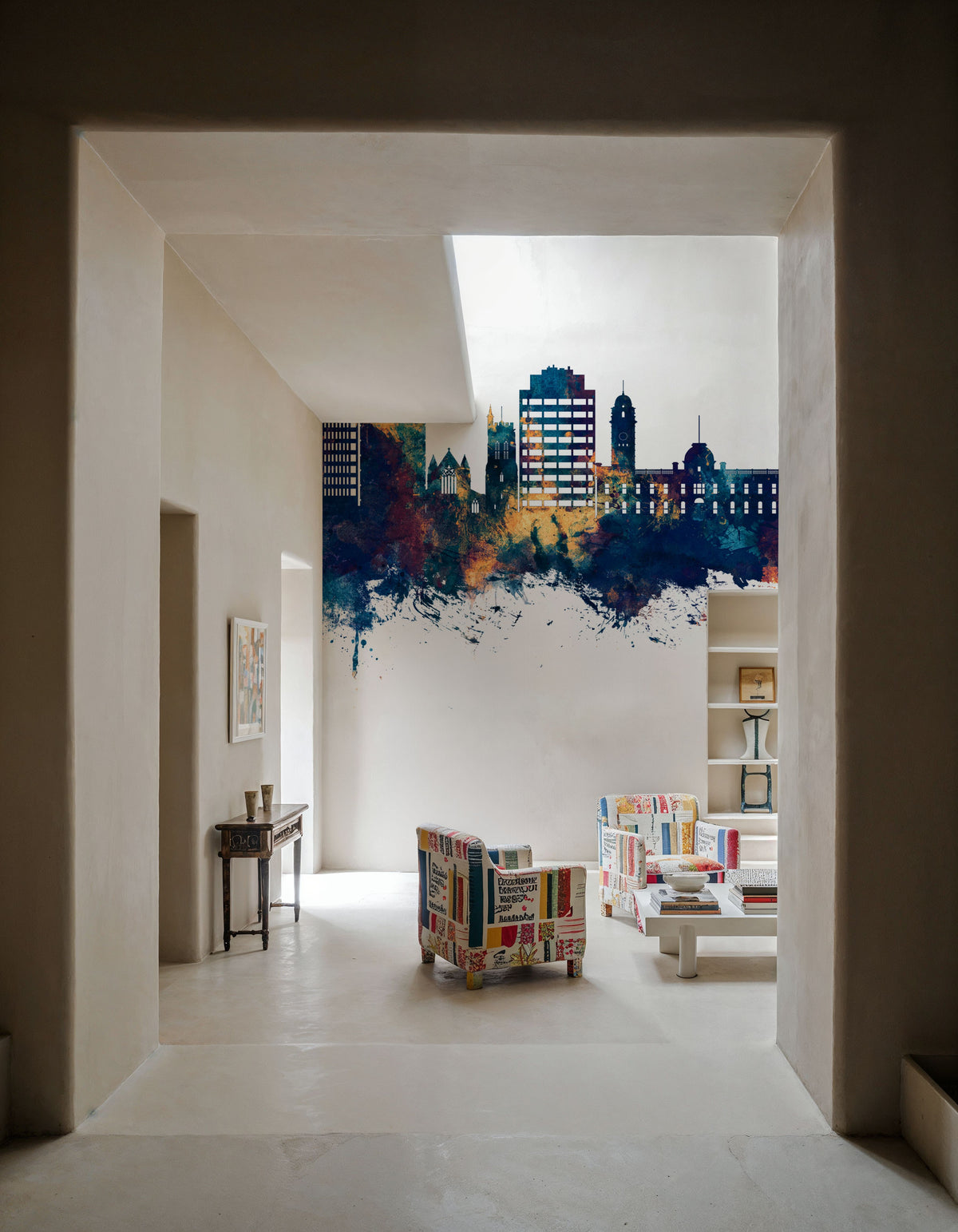 Hobart Australia Skyline Blue & Bronze Mural Wallpaper - room preview 06