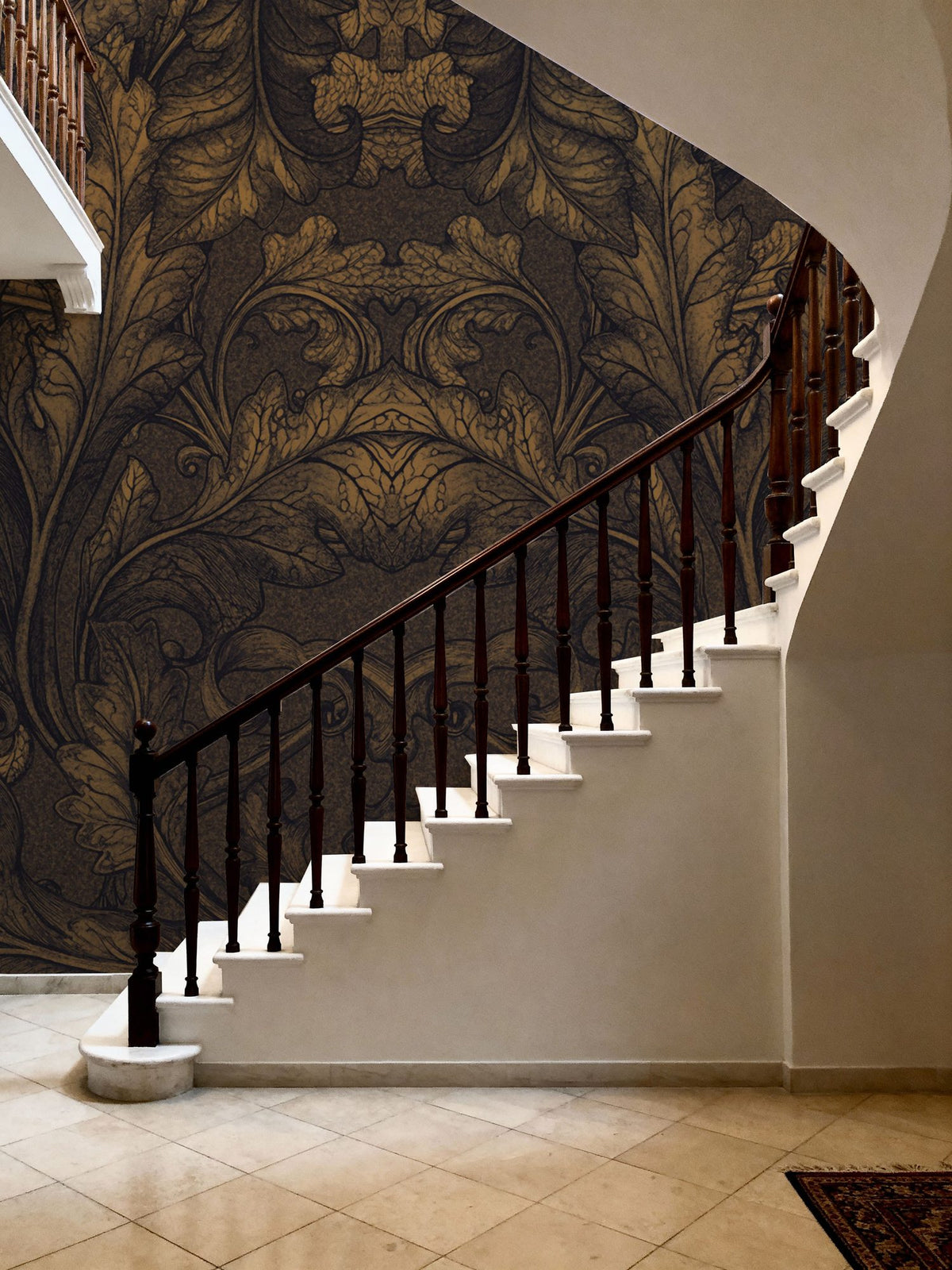 Shielded Leaf Brown Mural Wallpaper - room preview 06