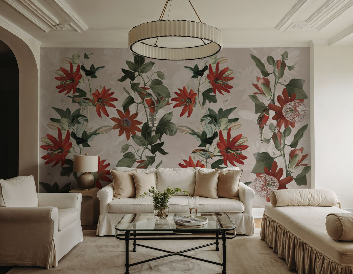 Contemporary Clematis Mural Wallpaper - Purple Tone - room preview 06