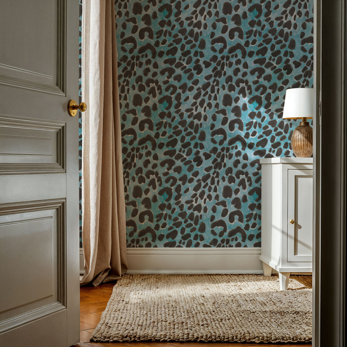 Summer Paws Blue Mural Wallpaper - room preview 06
