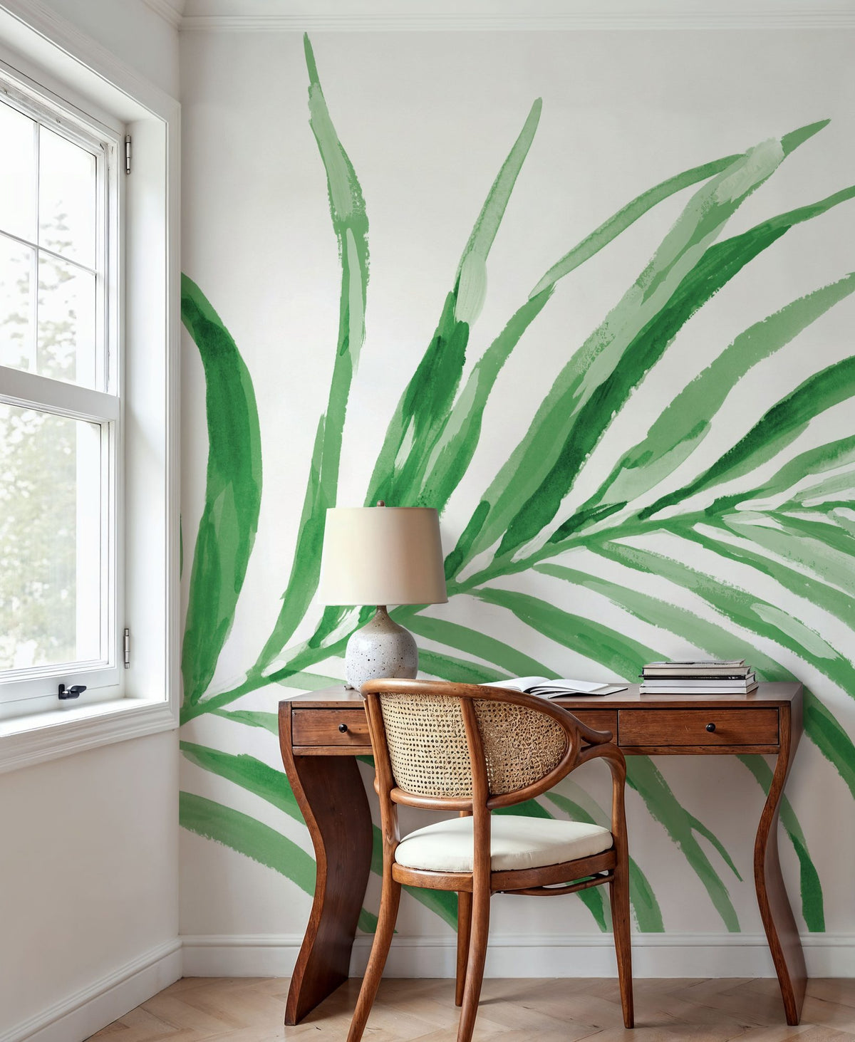 Colorful Tropical Leaf Green II Mural Wallpaper - room preview 06