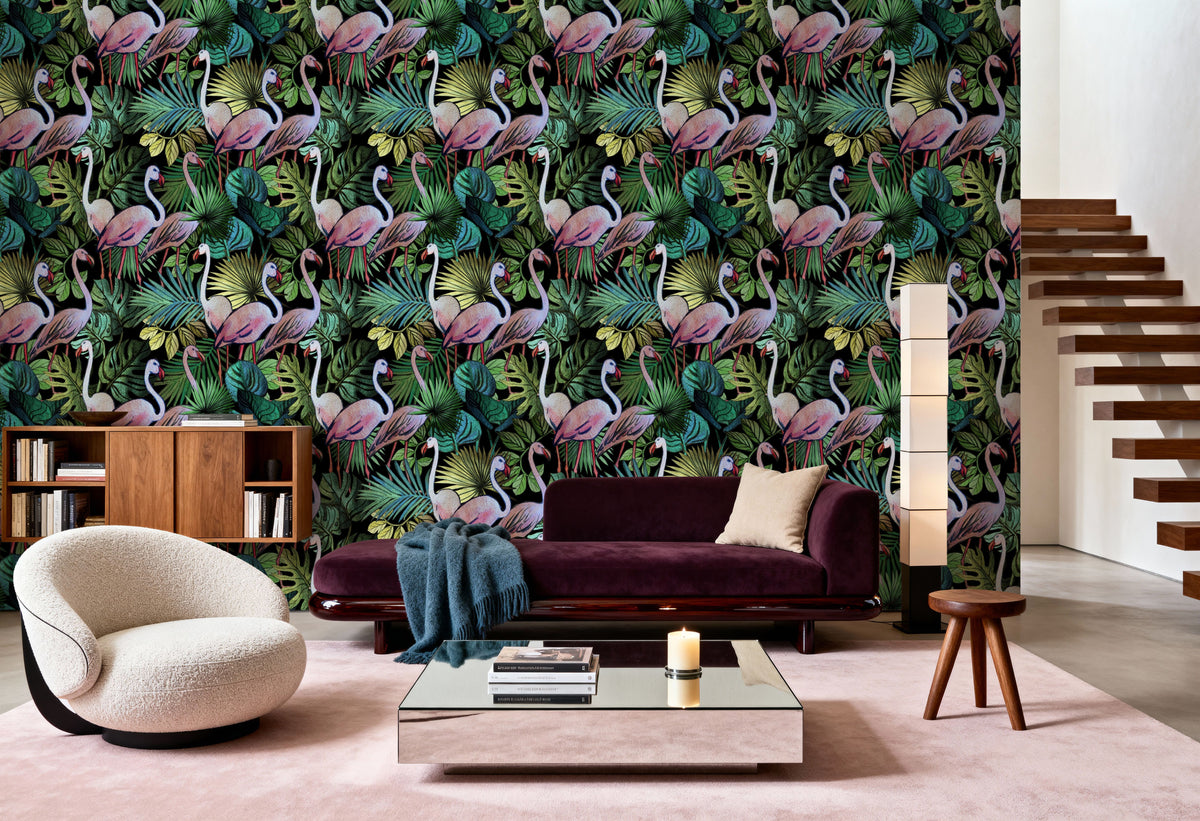 Flamingo Oasis Mural Wallpaper - room preview 06