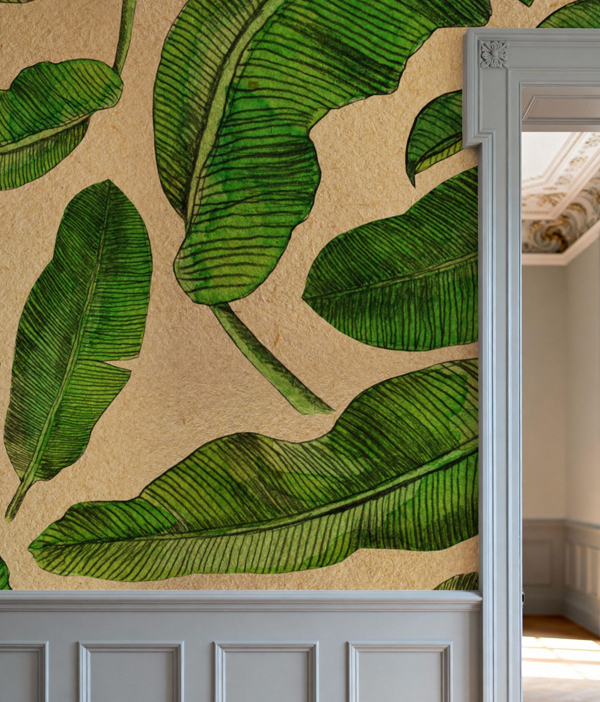 Scattered Banana Leaves Mural Wallpaper - room preview 06
