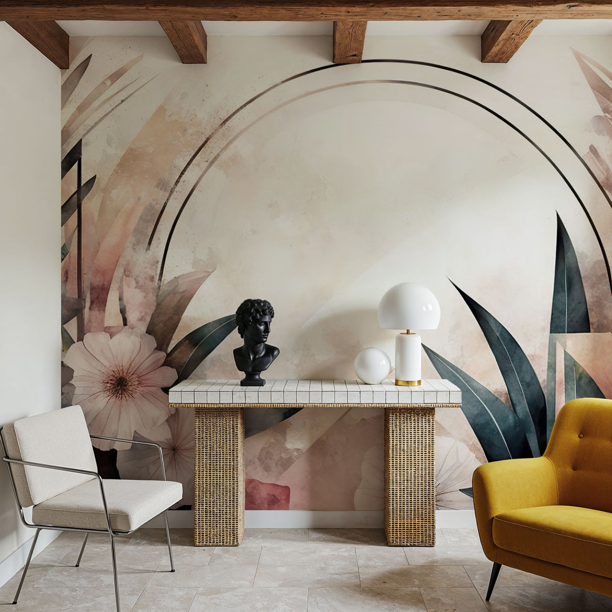 Floral Abstract Mural Wallpaper - room preview 06
