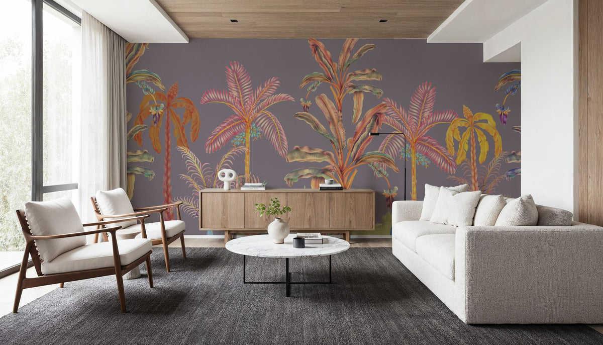 Colorful Jungle, Purple Mural Wallpaper - room preview 06