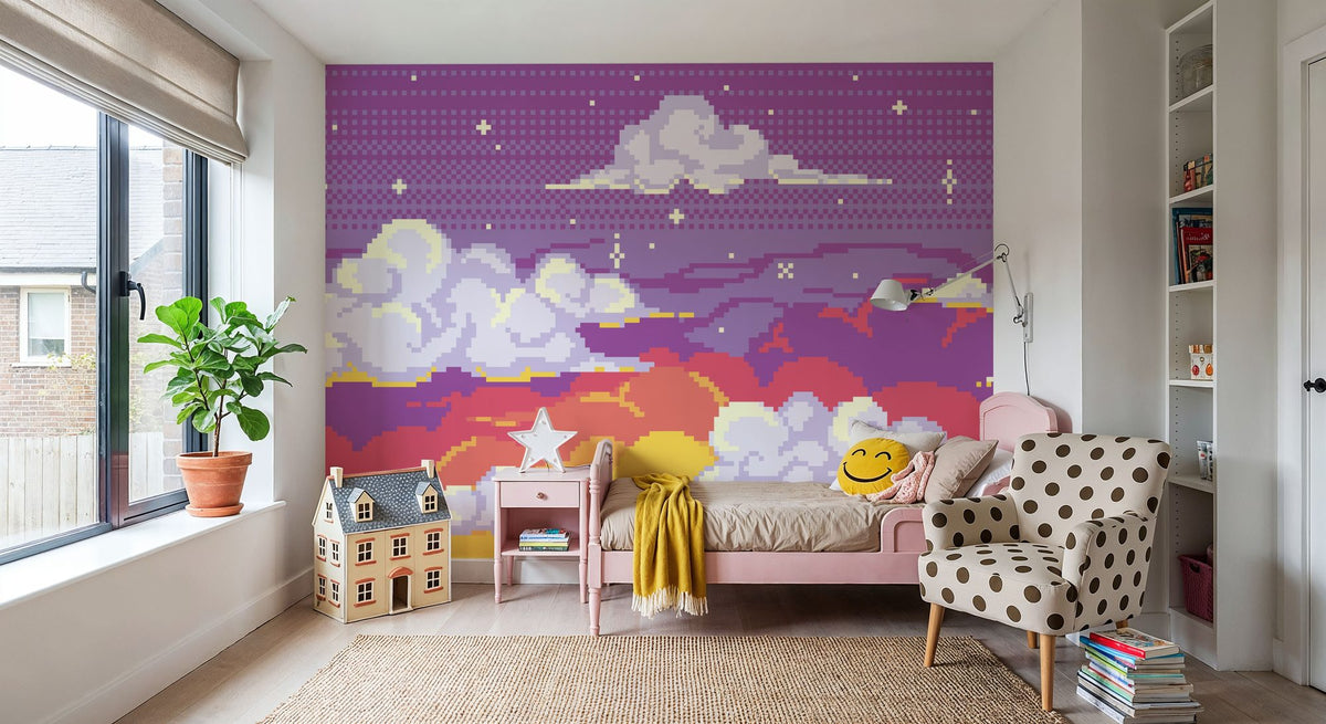Pixel Sunset Mural Wallpaper - room preview 06