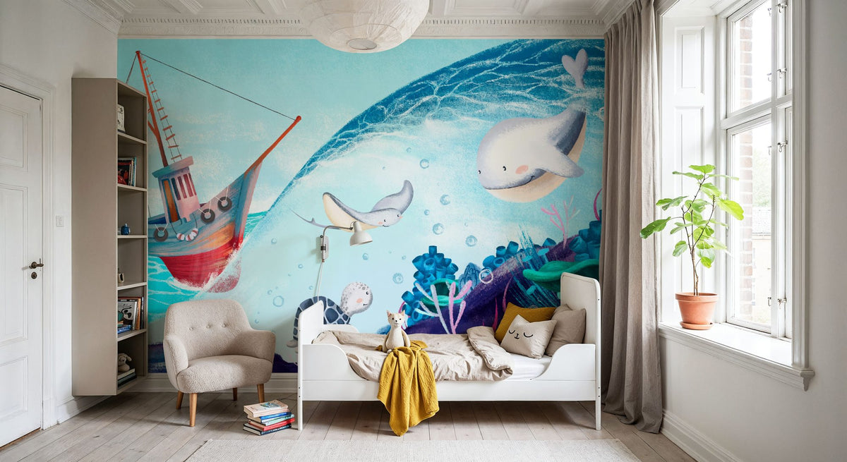 Turtle Bay Friends Mural Wallpaper - room preview 06