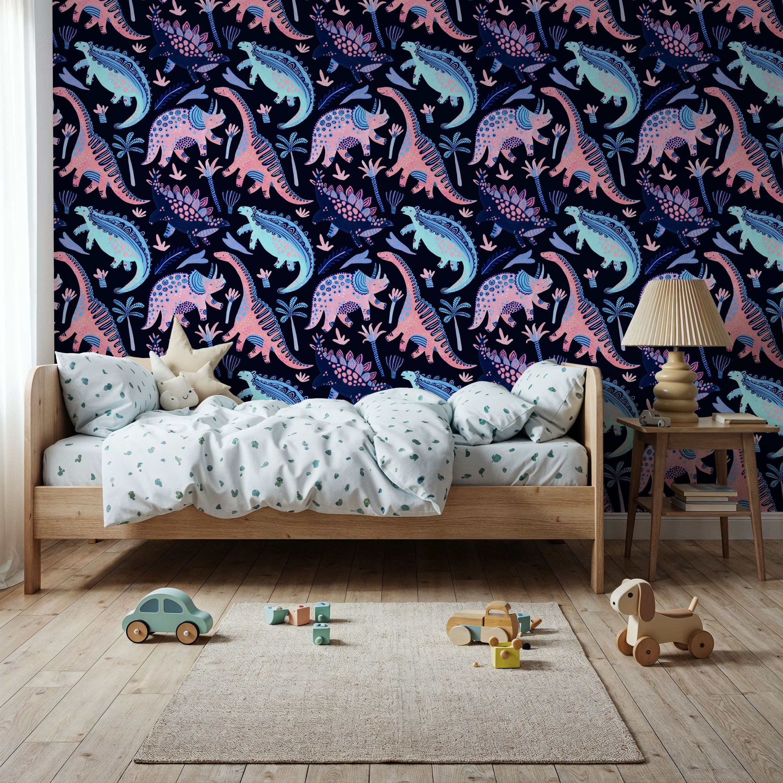 Funky Dinosaurs Dark Mural Wallpaper