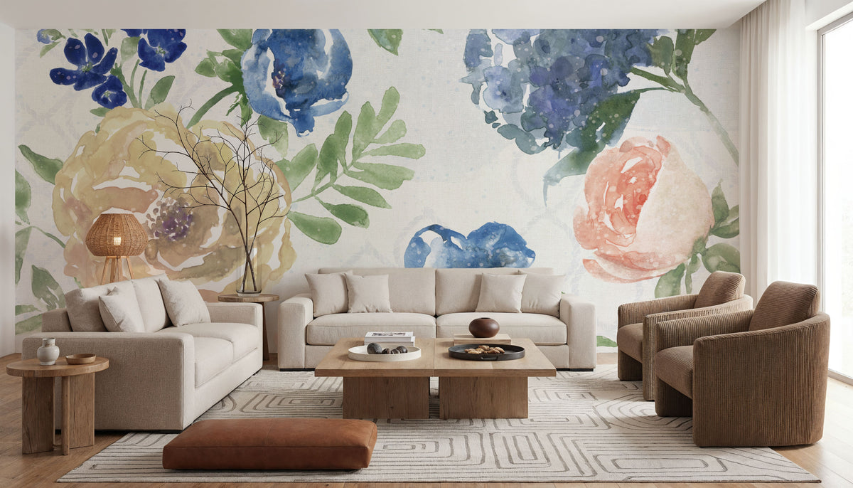 Botanical Coast White Mural Wallpaper - room preview 06