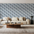 Intaglio Clouds Pattern, Ink Blue Mural Wallpaper - room preview 06