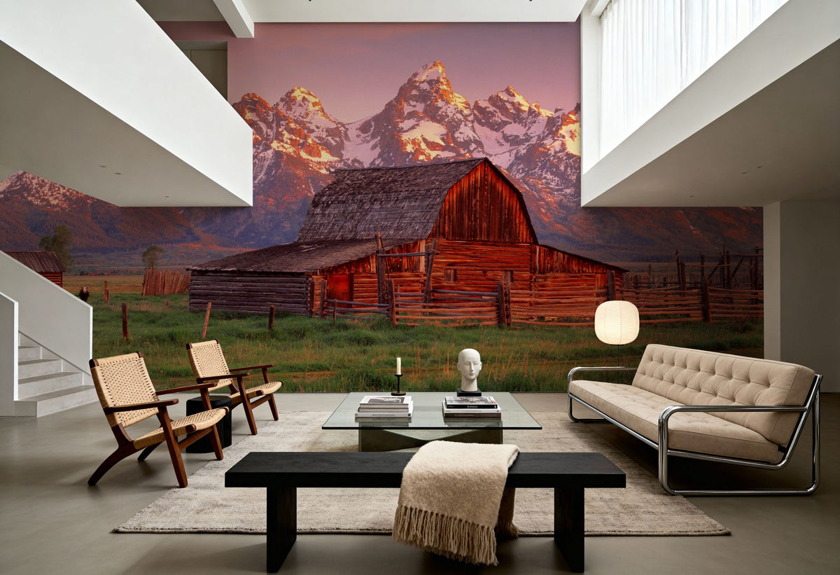 Mountain Homestead Red Mural Wallpaper - room preview 06