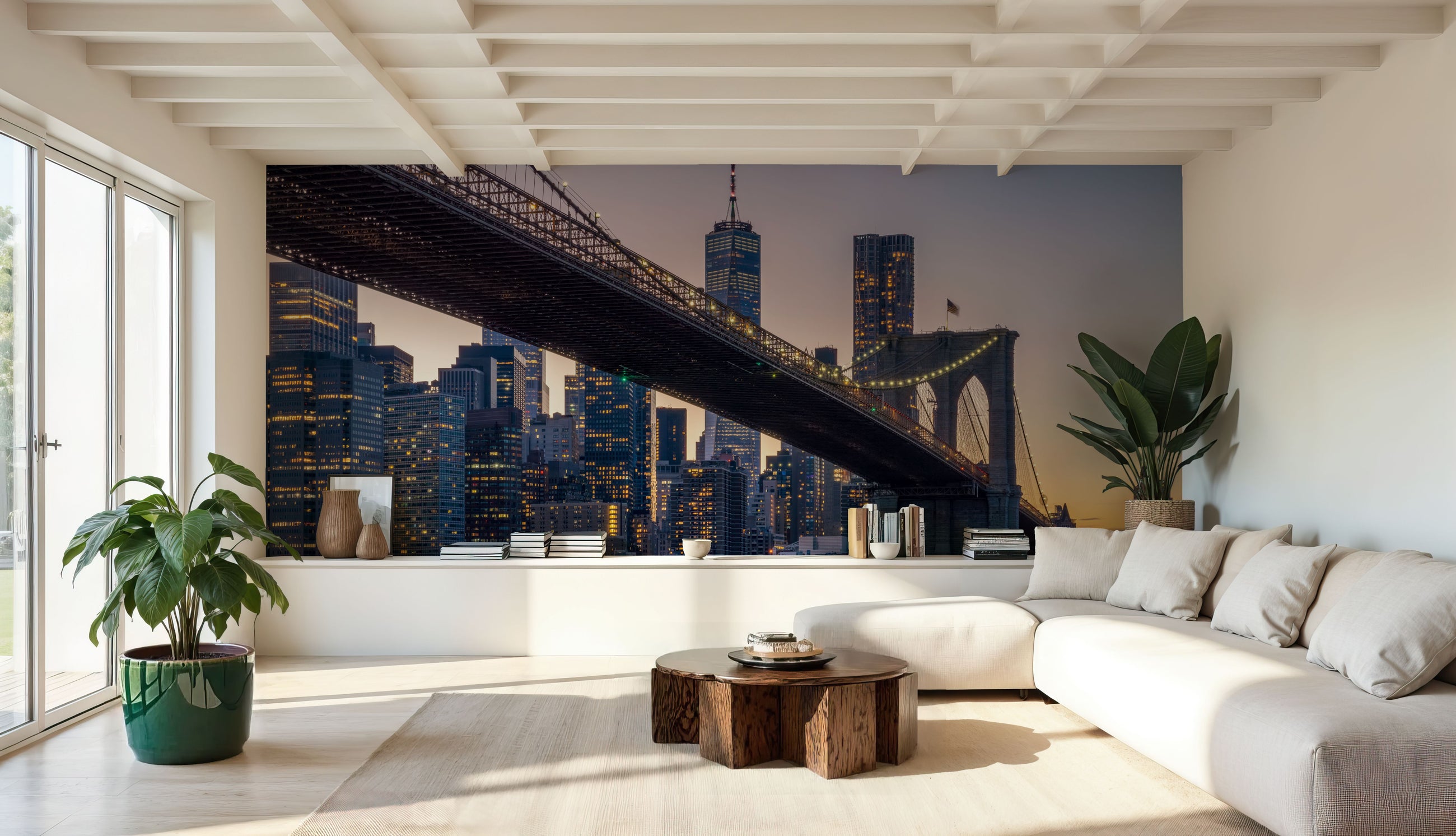 Brooklyn Bridge At Dusk Pt. II Mural Wallpaper