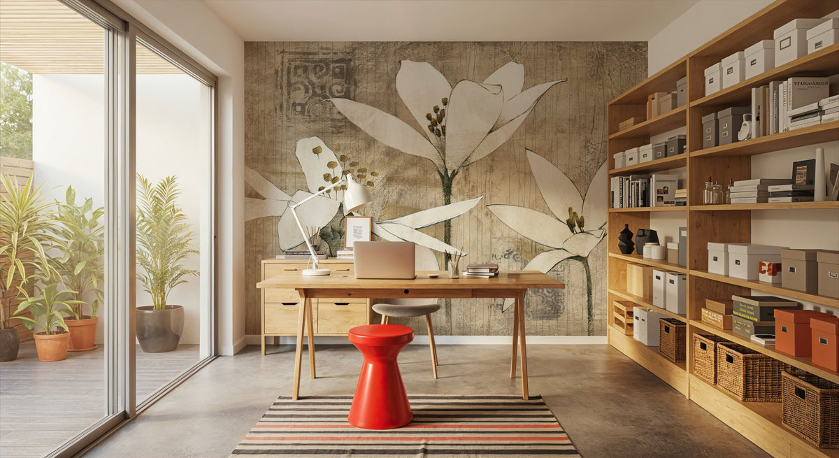 Pencil Floral III Mural Wallpaper - room preview 06