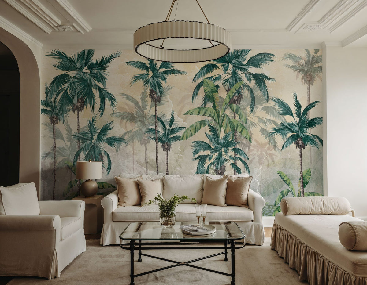 Textured Palm Paradise Mural Wallpaper - room preview 06