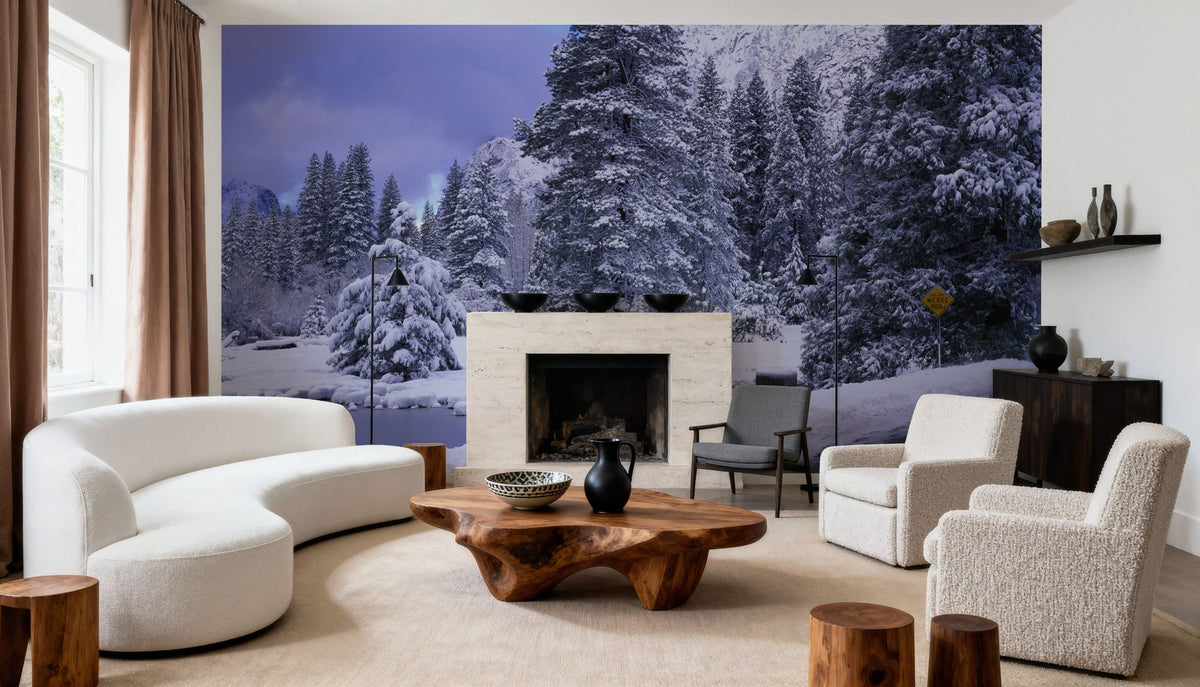 Winter Forest Junction Mural Wallpaper - room preview 06