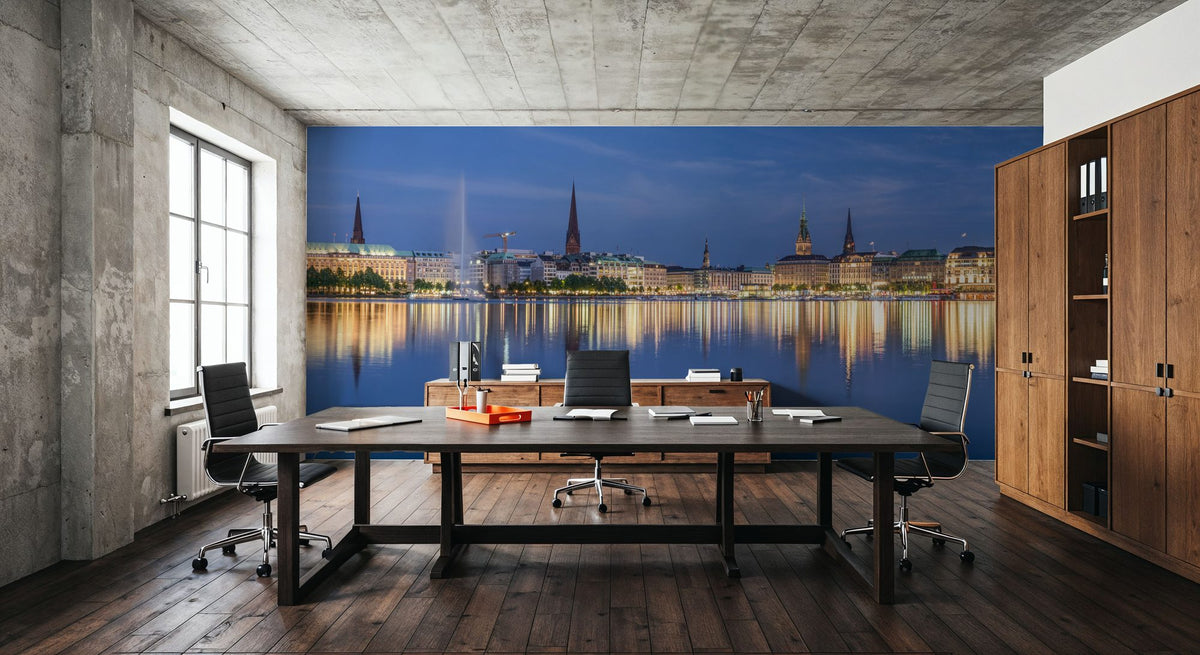 Twilight Reflections Mural Wallpaper - Blue Tone - room preview 06