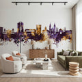 Paramaribo Suriname Skyline Purple & Gold Mural Wallpaper - room preview 06