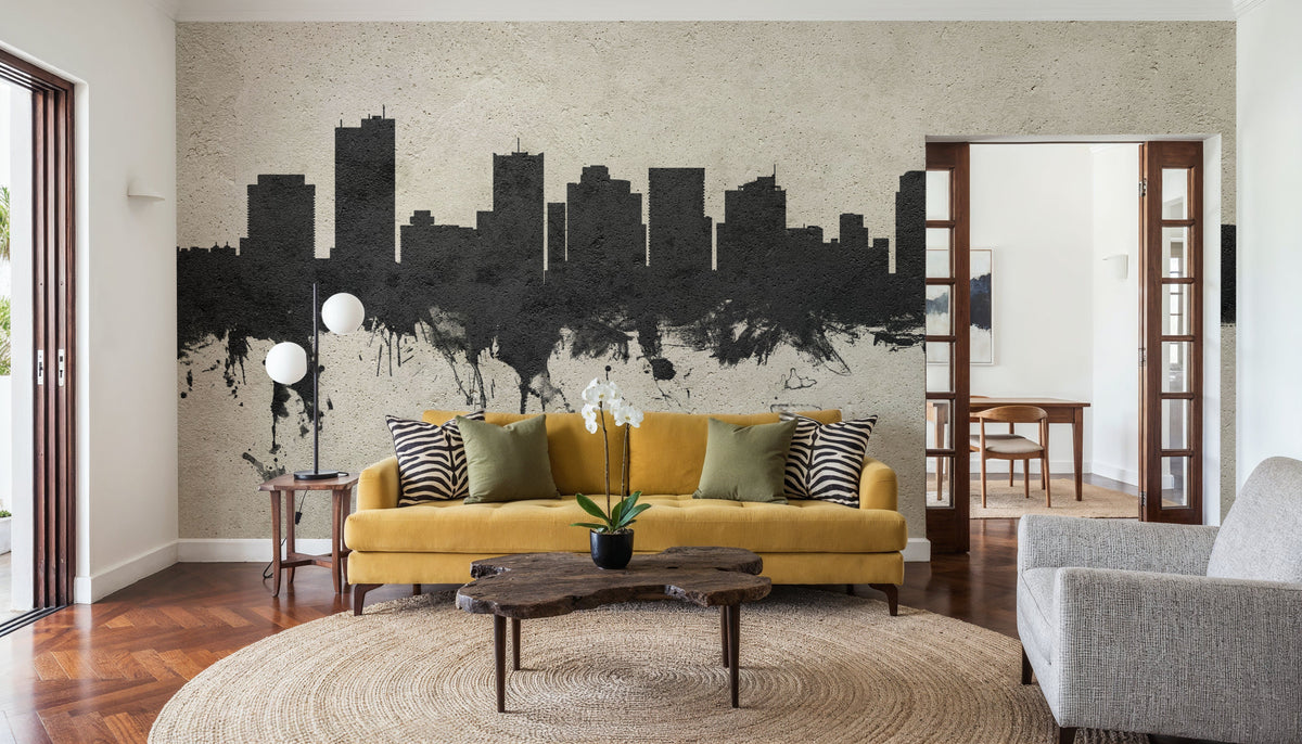 Phoenix Skyline Concrete Mural Wallpaper - room preview 06