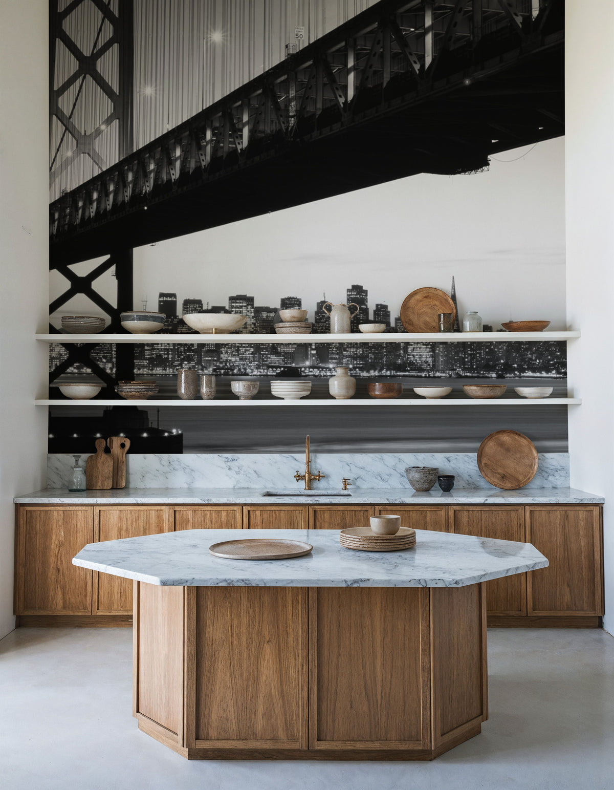 Urban Crossing Black & White Mural Wallpaper - room preview 06