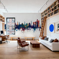 Copenhagen Skyline Blue & Bronze Mural Wallpaper - room preview 06