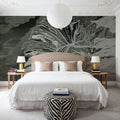High Grunge Leaves Mural Wallpaper - Neutral Tone - room preview 06
