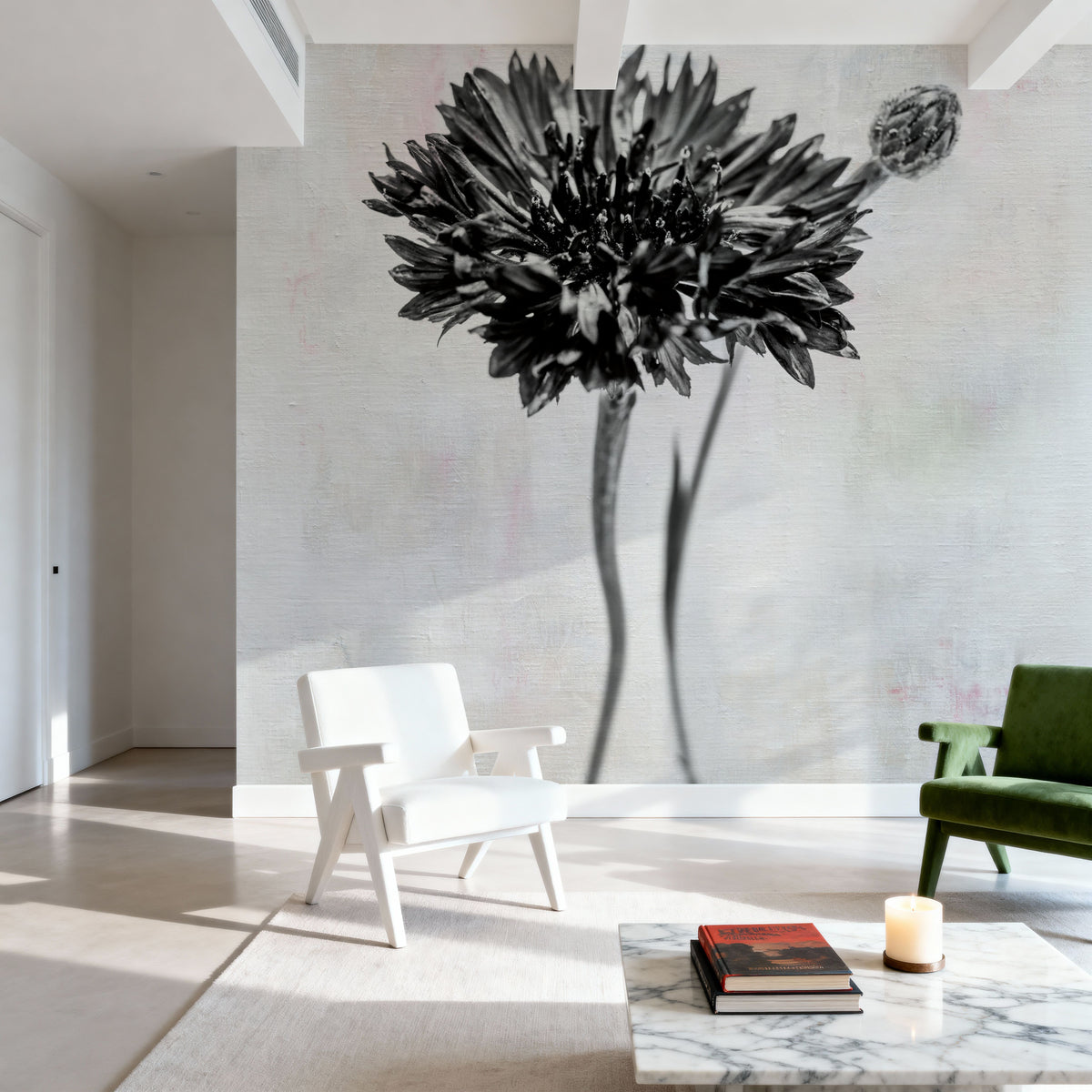 Wonderful Wildflowers VIII Neutral Mural Wallpaper - room preview 06
