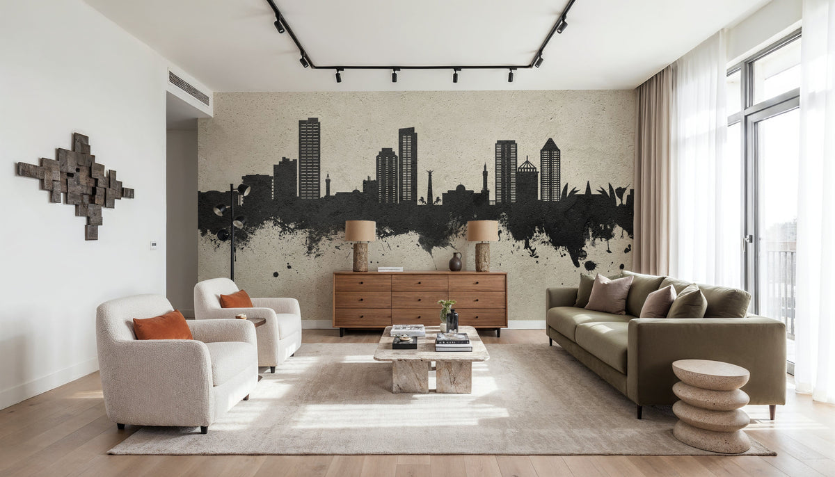 Umm Al Quwain Skyline Concrete Mural Wallpaper - room preview 06