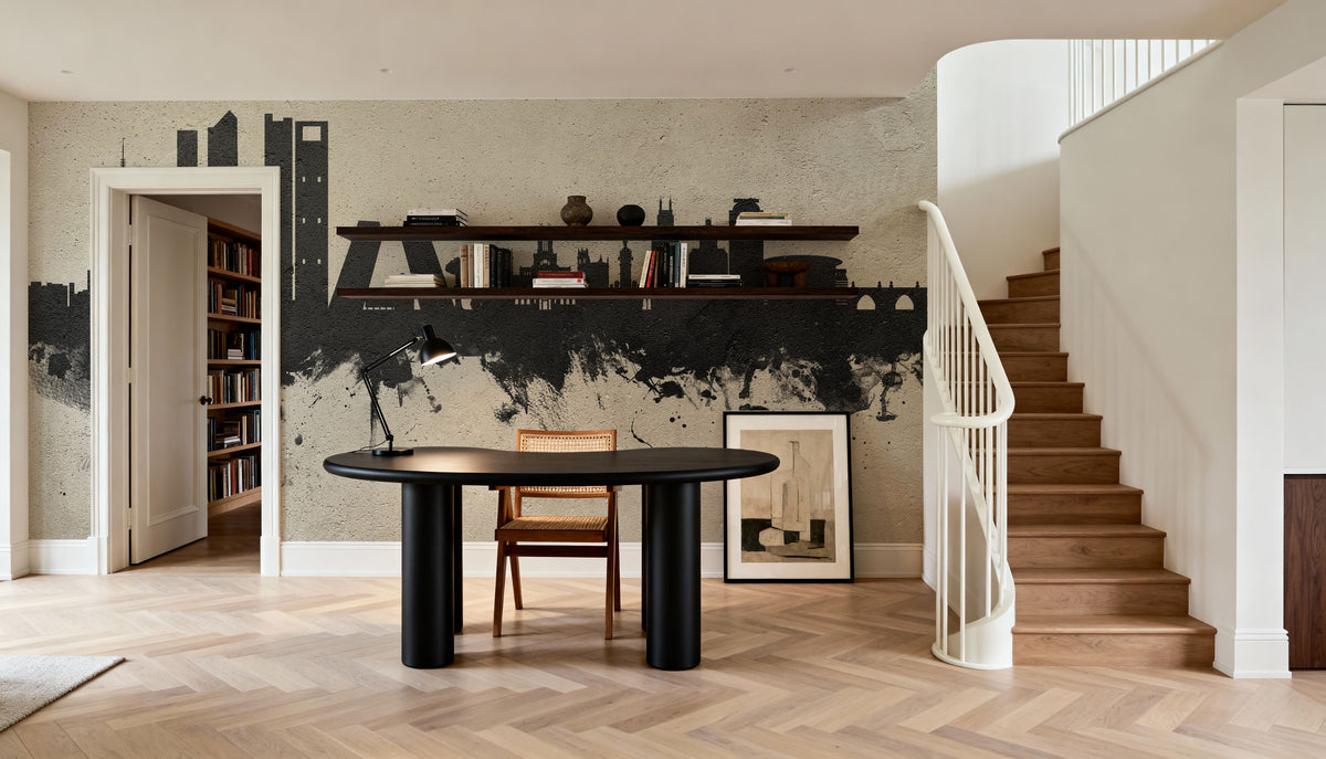 Madrid Skyline Concrete Mural Wallpaper - room preview 06
