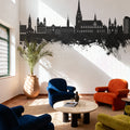 Linz Austria Skyline Black & White Mural Wallpaper - room preview 06