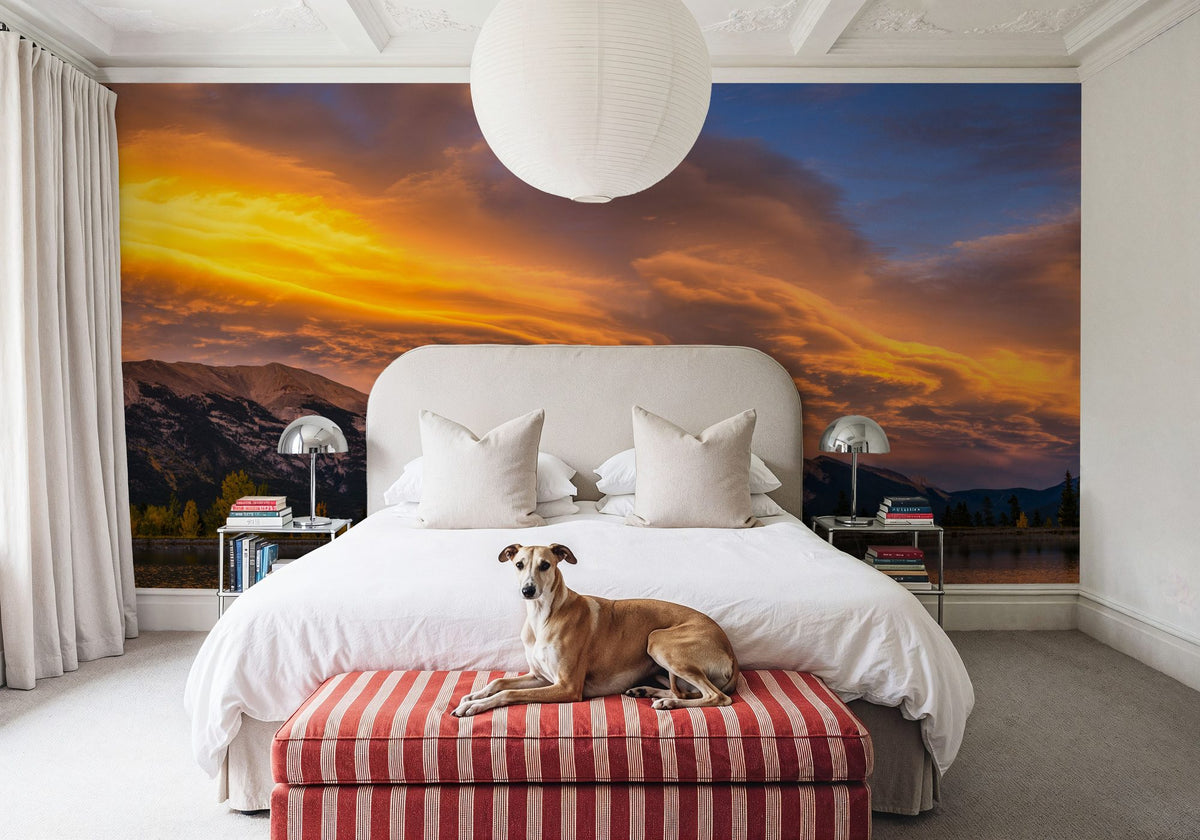 Chinook Clouds Over Grotto Mountain Mural Wallpaper - room preview 06