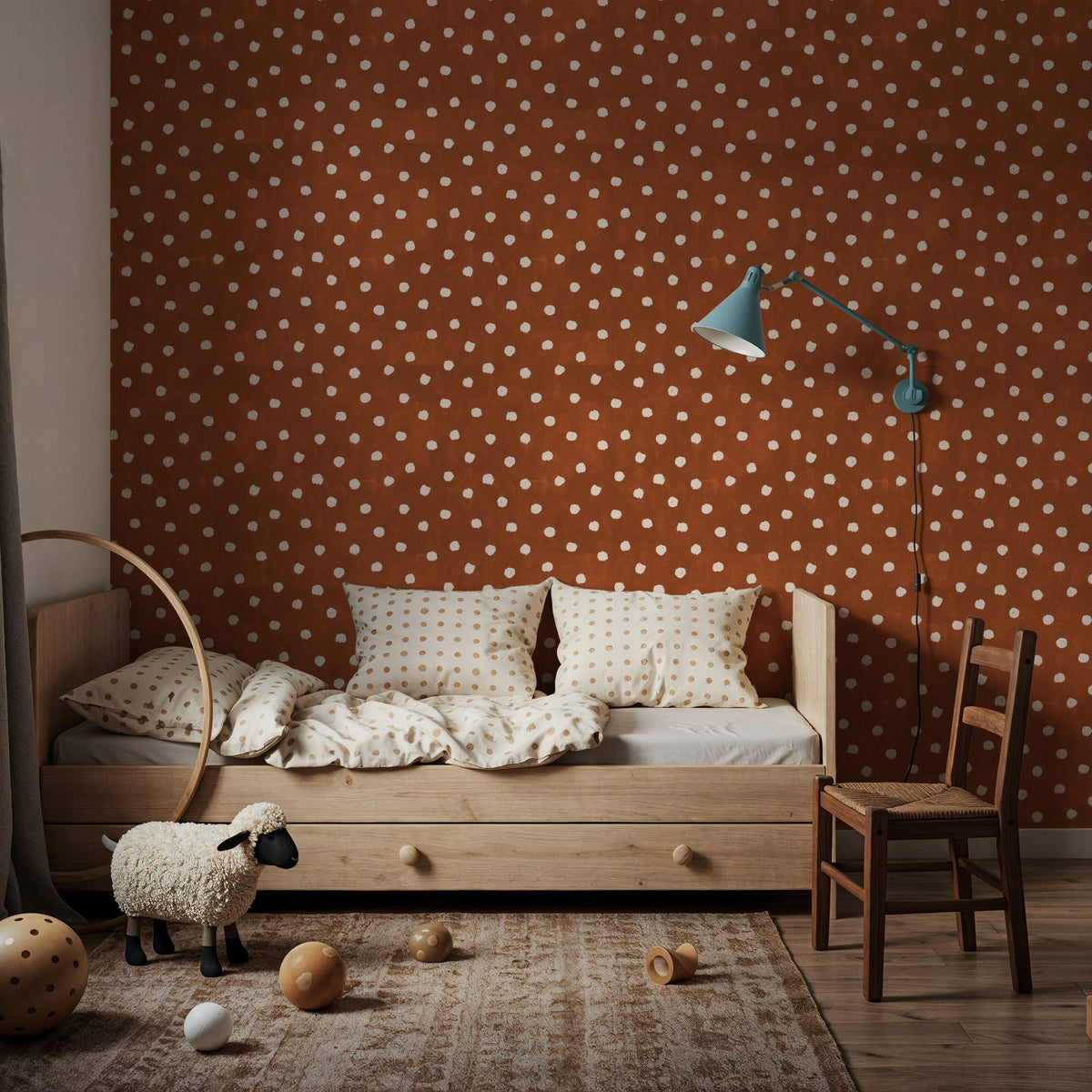 Autumn Dots Brown Mural Wallpaper - room preview 06