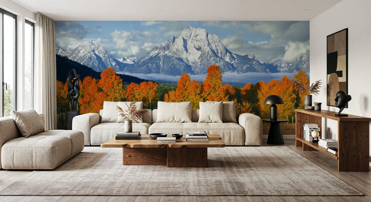 Misty Autumn Peaks Mural Wallpaper - room preview 06