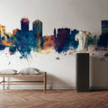 Wichita Kansas Skyline Blue & Bronze Mural Wallpaper - room preview 06