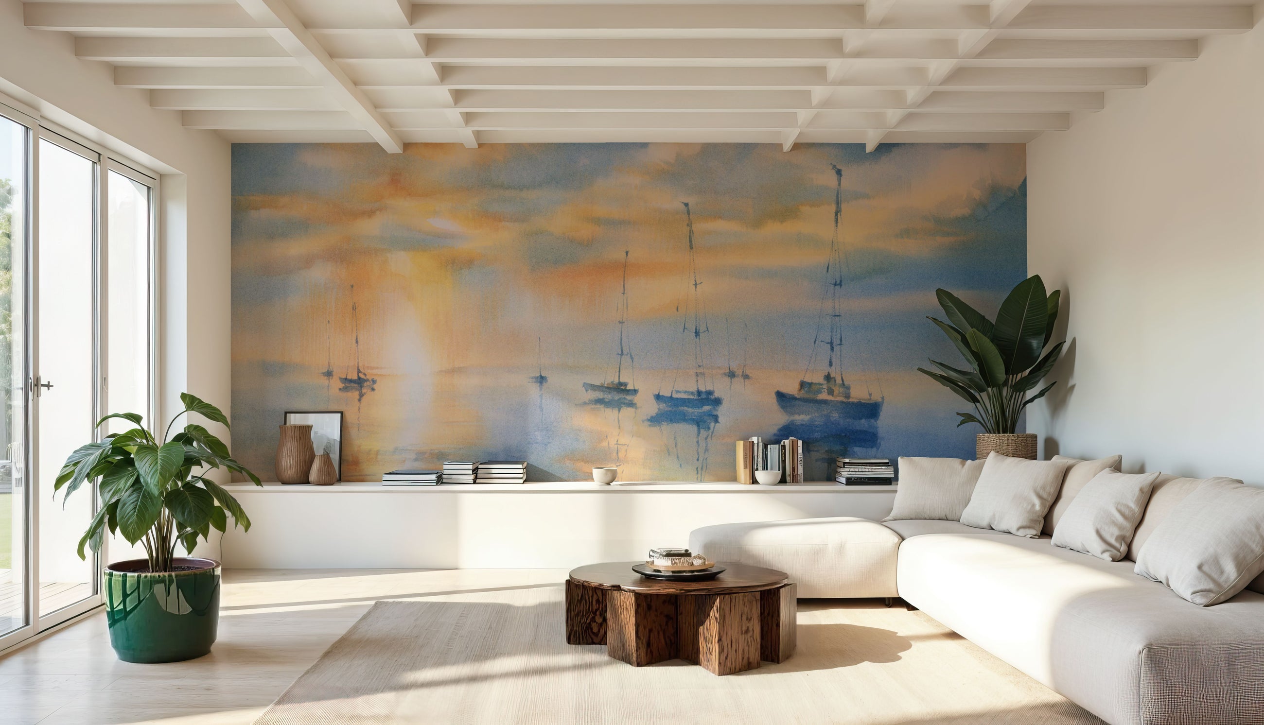 Golden Harbor Mural Wallpaper